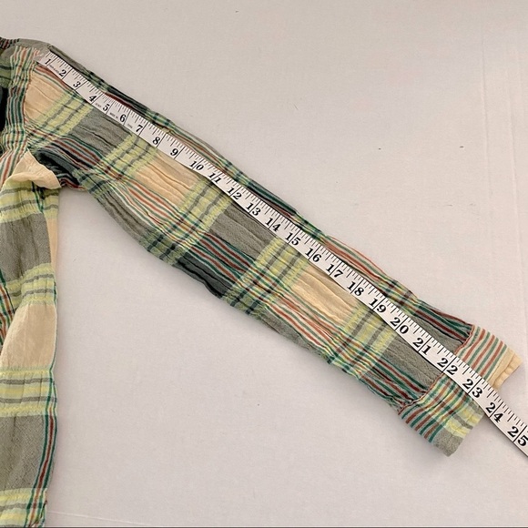 WOOLRICH Plaid Gray Yellow Cotton Shirt Small Convertible Roll-up Sleeve - Picture 14 of 15